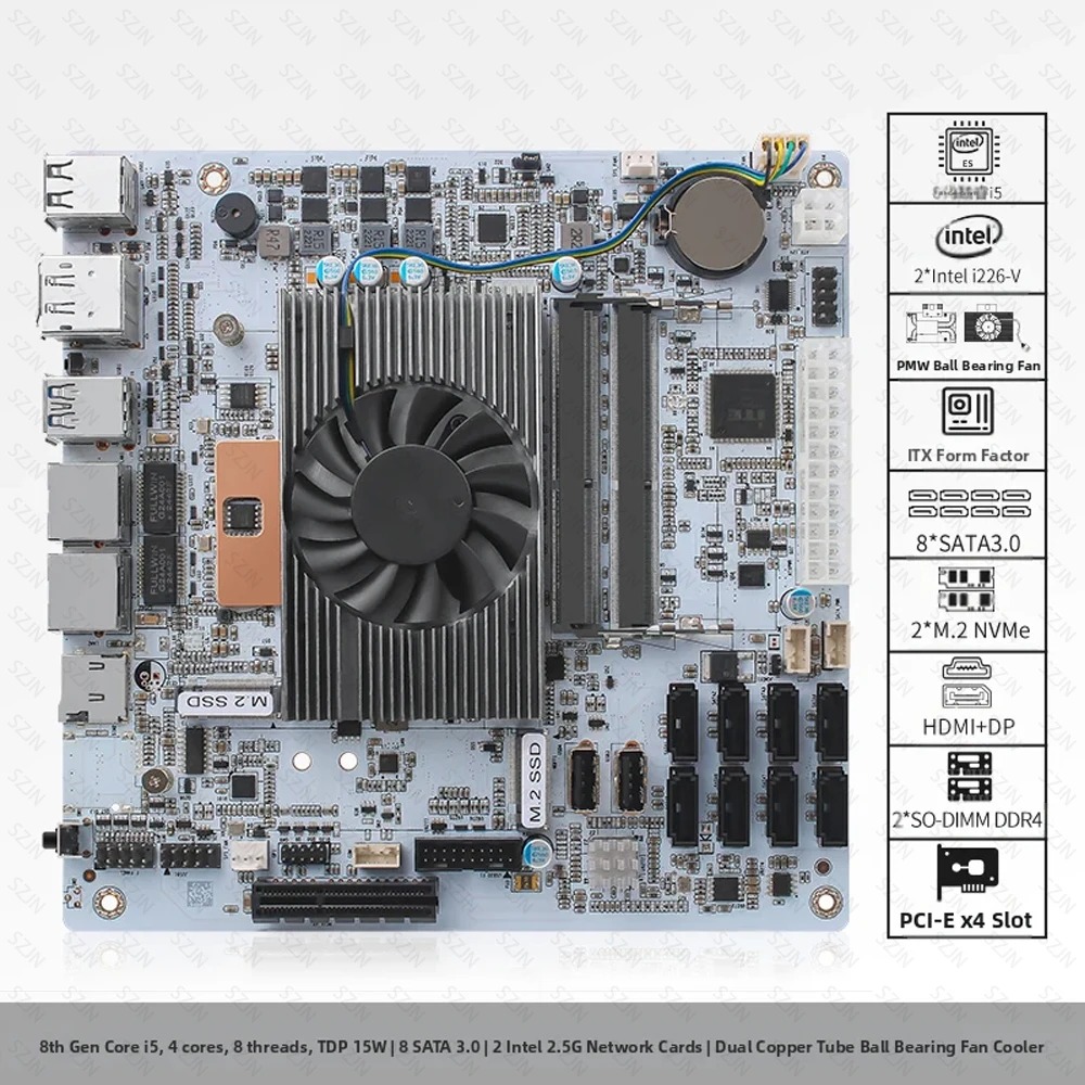 I5-8265U ES 8 SATA NAS Motherb - Mini Itx Dual 2.5G Nas Motherboard 评论和价格